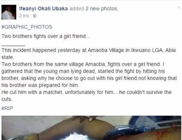 One Dead As Two Brothers Fight Over Girlfriend In Abia (Graphic Photos)